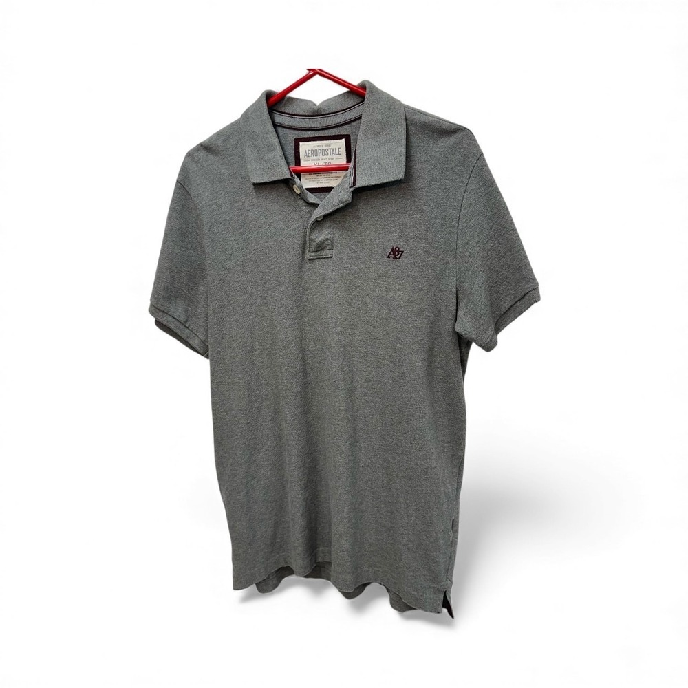 Vintage Aeropostale Men's Size XL Gray Polo Pique Shirt Logo A87 100% Cotton‎